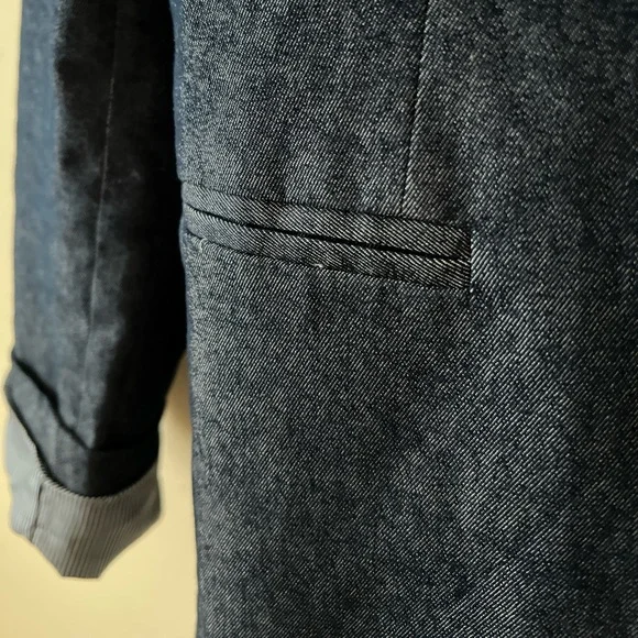 Gap Navy Blue Denim Pinstripe Lined Single Button Collared Fit & Darted Blazer 8 - Picture 9 of 12
